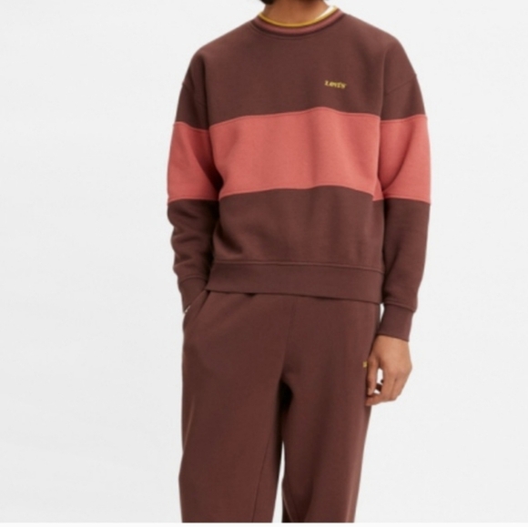 Levi's Men's Crewneck Pullover Non stretch Sweatshirt Color block size small - Picture 2 of 15